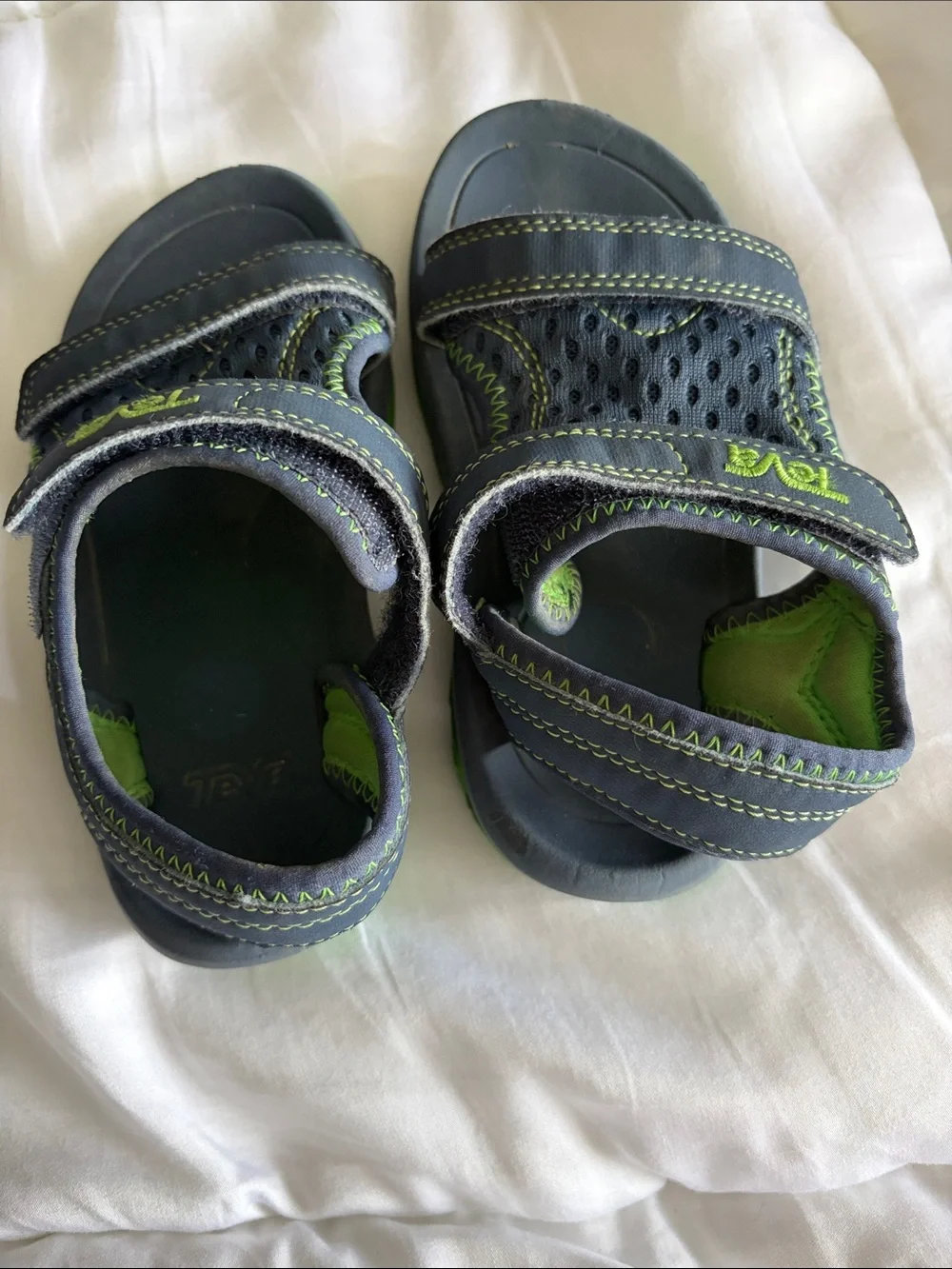 Teva Kids Navy and Lime Green Adjustable Strap Sandals - 8